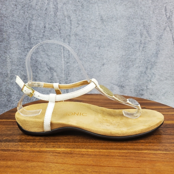Vionic Shoes - Vionic Lizbeth Sandals Women's 7 White Gold Metallic Buckle Strap